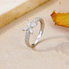 Wholesale S925 Sterling Silver Fourleaf Clover Ring Electroplated With Platinum Or 18K Gold Inlaid With Zircon Geometric Style Women's And Unisex Ring