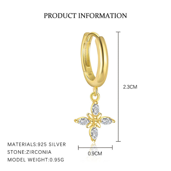 Wholesale S925 Sterling Silver Fourleaf Clover Zircon Inlaid Women's Earrings