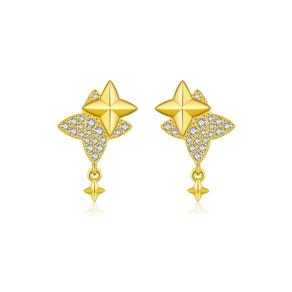Wholesale S925 Sterling Silver Fourmang Star Women's Simple Allmatch Earrings With Electroplating Process