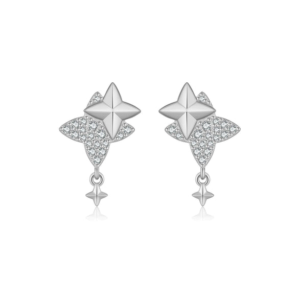 Wholesale S925 Sterling Silver Fourmang Star Women's Simple Allmatch Earrings With Electroplating Process