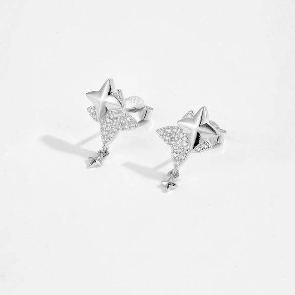 Wholesale S925 Sterling Silver Fourmang Star Women's Simple Allmatch Earrings With Electroplating Process
