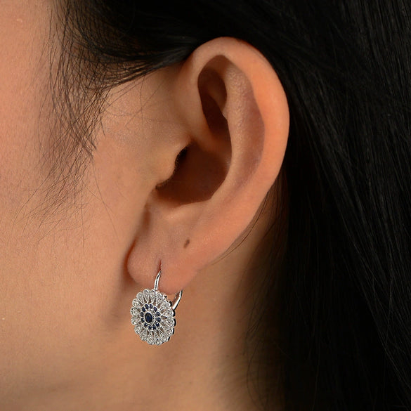Wholesale S925 Sterling Silver French Fashion Elegant Microencrusted Zircon Sunflower Flowershaped Earrings For Women