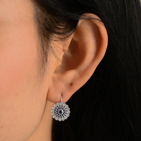 Wholesale S925 Sterling Silver French Fashion Elegant Microencrusted Zircon Sunflower Flowershaped Earrings For Women