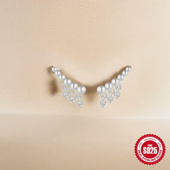 Wholesale S925 Sterling Silver French Retro Beaded Mountaineering Earrings With Tassel And Round Beads Drop Shape Electroplated