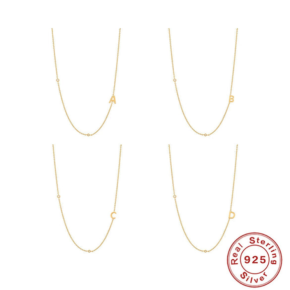 Wholesale S925 Sterling Silver French Retro Glossy Letter Diamond Embedded Initial Necklace With O Chain And Electroplating For Women