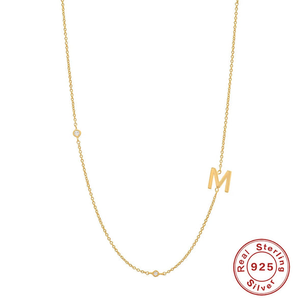 Wholesale S925 Sterling Silver French Retro Glossy Letter Diamond Embedded Initial Necklace With O Chain And Electroplating For Women