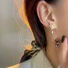 Wholesale S925 Sterling Silver French Retro Zircon Flower Drop Earrings For Women With Electroplating Geometric Style
