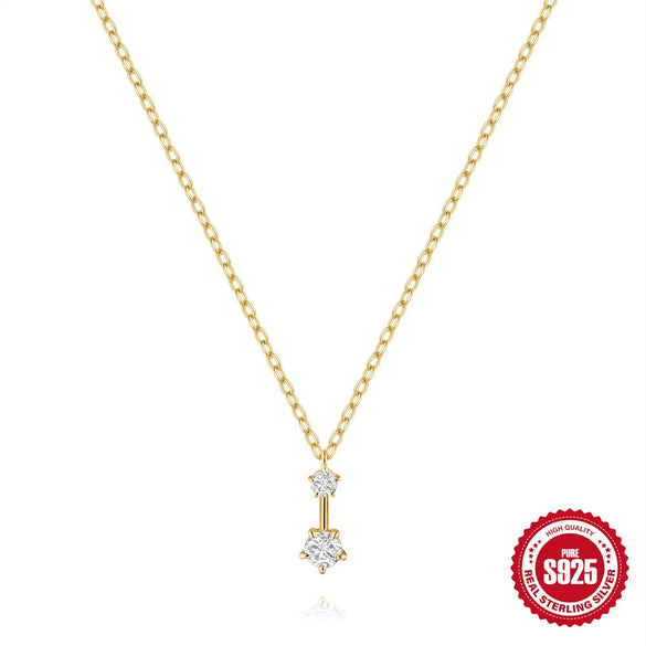 Wholesale S925 Sterling Silver Fresh Water Drop Geometric Onecharacter Stacked Clavicle Chain With Electroplating For Women