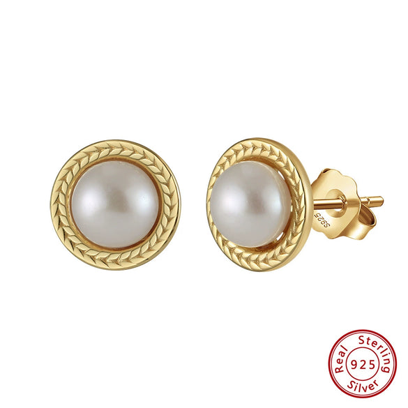 Wholesale S925 Sterling Silver Freshwater Pearl Simple Fashionable Women's Earrings