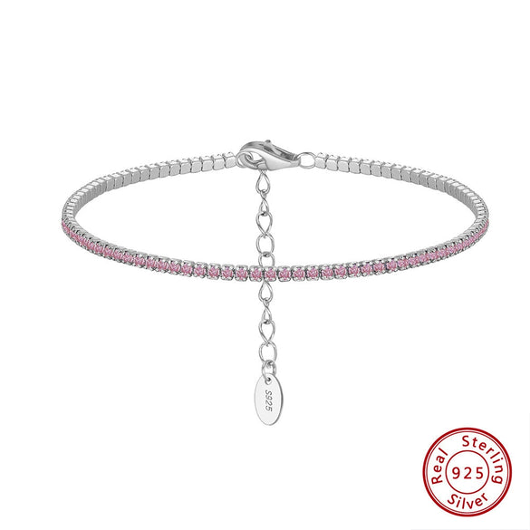 Wholesale S925 Sterling Silver Geometric Adjustable Tennis Chain Bracelet Jewelry Electroplated