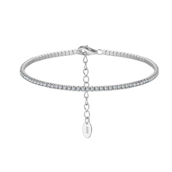 Wholesale S925 Sterling Silver Geometric Adjustable Tennis Chain Bracelet Jewelry Electroplated