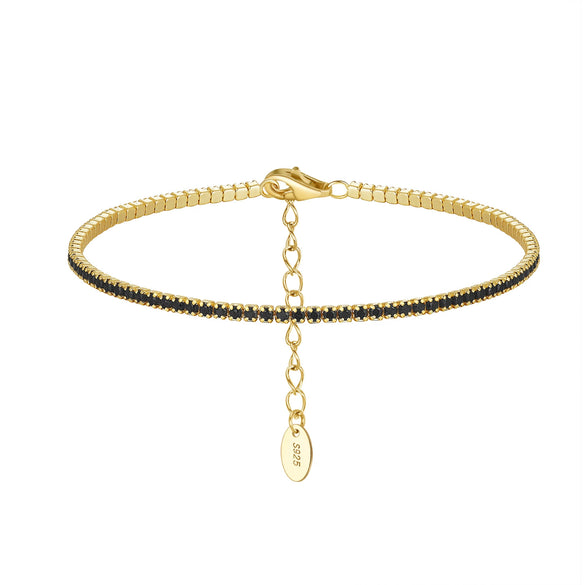 Wholesale S925 Sterling Silver Geometric Adjustable Tennis Chain Bracelet Jewelry Electroplated