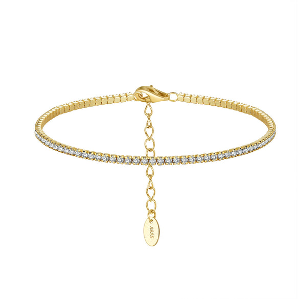 Wholesale S925 Sterling Silver Geometric Adjustable Tennis Chain Bracelet Jewelry Electroplated