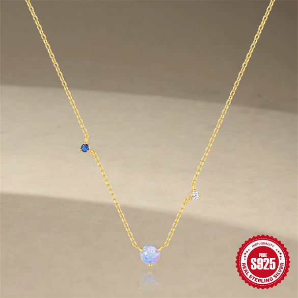 Wholesale S925 Sterling Silver Geometric All Match Diamond Encrusted Fashion Necklace With Electroplating And O Chain