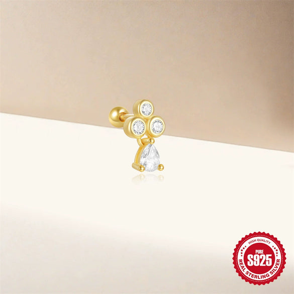 Wholesale S925 Sterling Silver Geometric Ball Puncture Thread Ear Nail Chain Tassel Earrings With Environmental Protection Electroplating For Women