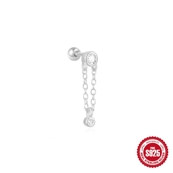 Wholesale S925 Sterling Silver Geometric Ball Puncture Thread Ear Nail Chain Tassel Earrings With Environmental Protection Electroplating For Women