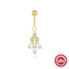 Wholesale S925 Sterling Silver Geometric Ball Vertical Thread Piercing Ear Bone Nail Earrings With Environmentally Friendly Electroplating And Moonstone