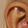 Wholesale S925 Sterling Silver Geometric Ball Vertical Thread Piercing Ear Bone Nail Earrings With Environmentally Friendly Electroplating And Moonstone