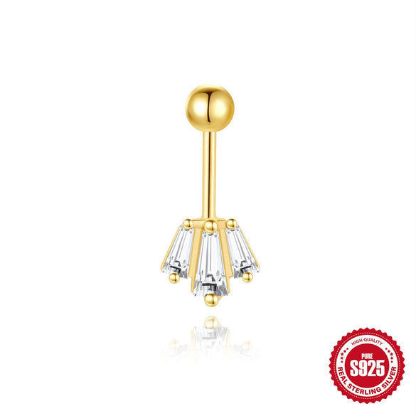 Wholesale S925 Sterling Silver Geometric Ball Vertical Thread Piercing Ear Bone Nail Earrings With Environmentally Friendly Electroplating And Moonstone