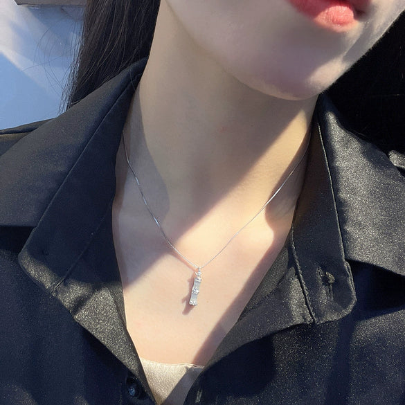 Wholesale S925 Sterling Silver Geometric Bamboo Women's Necklace