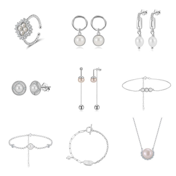 Wholesale S925 Sterling Silver Geometric Baroque Natural Freshwater Pearl Earrings For Women With Electroplating