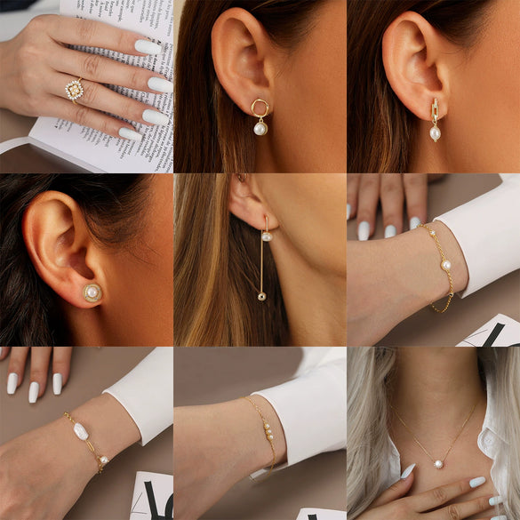 Wholesale S925 Sterling Silver Geometric Baroque Natural Freshwater Pearl Earrings For Women With Electroplating