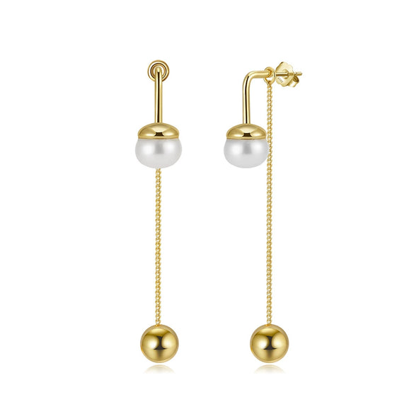 Wholesale S925 Sterling Silver Geometric Baroque Natural Freshwater Pearl Earrings For Women With Electroplating