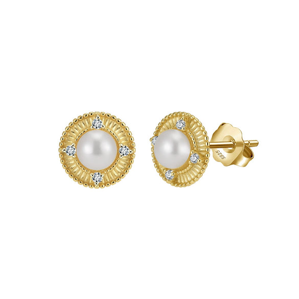 Wholesale S925 Sterling Silver Geometric Baroque Natural Freshwater Pearl Earrings For Women With Electroplating
