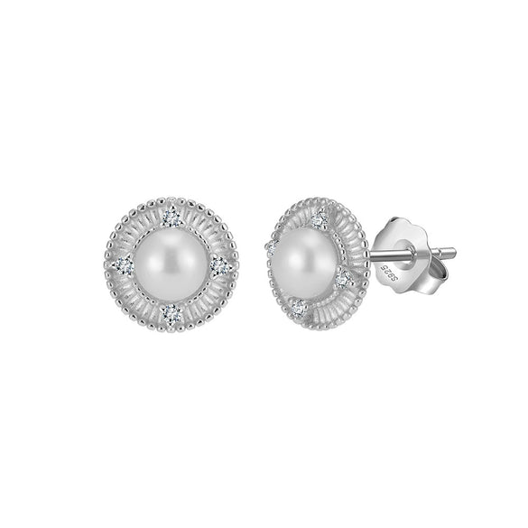 Wholesale S925 Sterling Silver Geometric Baroque Natural Freshwater Pearl Earrings For Women With Electroplating