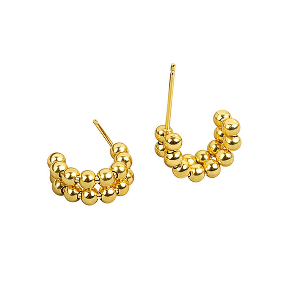 Wholesale S925 Sterling Silver Geometric Beaded Women's Earrings With Electroplating