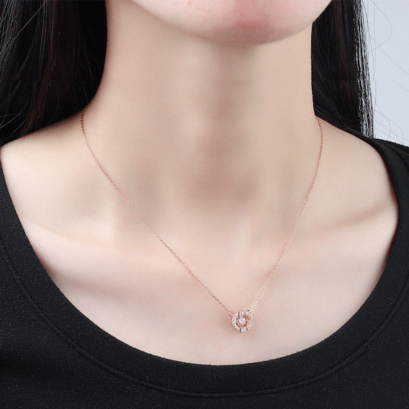 Wholesale S925 Sterling Silver Geometric Beating Heart Pendant Necklace With Diamond Design And Cross Chain For Female
