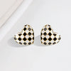 Wholesale S925 Sterling Silver Geometric Black And White Chessboard Grid Drop Earrings With Electroplating Lovely Retro Style For Girls