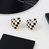 Wholesale S925 Sterling Silver Geometric Black And White Chessboard Grid Drop Earrings With Electroplating Lovely Retro Style For Girls