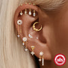 Wholesale S925 Sterling Silver Geometric Blue Pointed Bottom Opal Pink Opal Flower Sunflower Element Piercing Earrings With Electroplating For Women