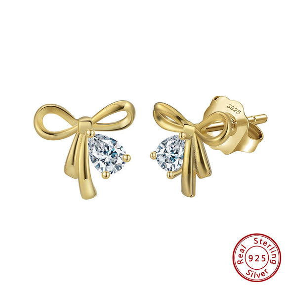 Wholesale S925 Sterling Silver Geometric Bow Earrings For Girls Cute Style