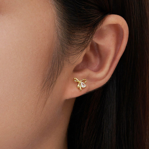 Wholesale S925 Sterling Silver Geometric Bow Earrings For Girls Cute Style