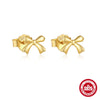 Wholesale S925 Sterling Silver Geometric Bow Square Quartet Star Earrings With Zirconia Design For Women