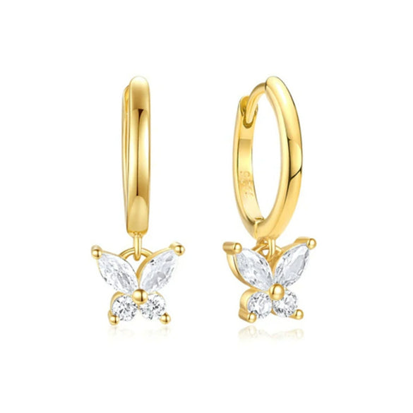 Wholesale S925 Sterling Silver Geometric Butterfly Earrings With Zirconia Design Classic Elegant And All Match Unisex