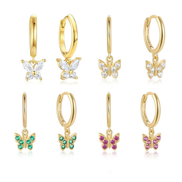 Wholesale S925 Sterling Silver Geometric Butterfly Earrings With Zirconia Design Classic Elegant And All Match Unisex
