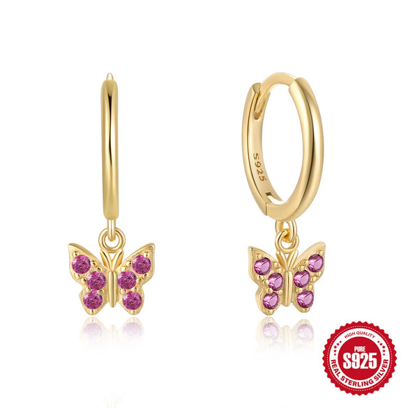 Wholesale S925 Sterling Silver Geometric Butterfly Earrings With Zirconia Design Classic Elegant And All Match Unisex