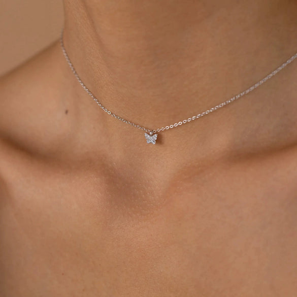 Wholesale S925 Sterling Silver Geometric Butterfly Necklace For Women With Electroplating O Chain