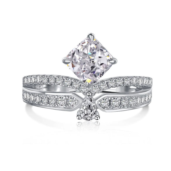 Wholesale S925 Sterling Silver Geometric Butterfly Ring With High Carbon Diamond Electroplated Fashion Jewelry For Women