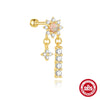 Wholesale S925 Sterling Silver Geometric Butterfly Star Moon Sunflower Zirconia Cartilage Spiral Tassel Piercing Earrings For Unisex