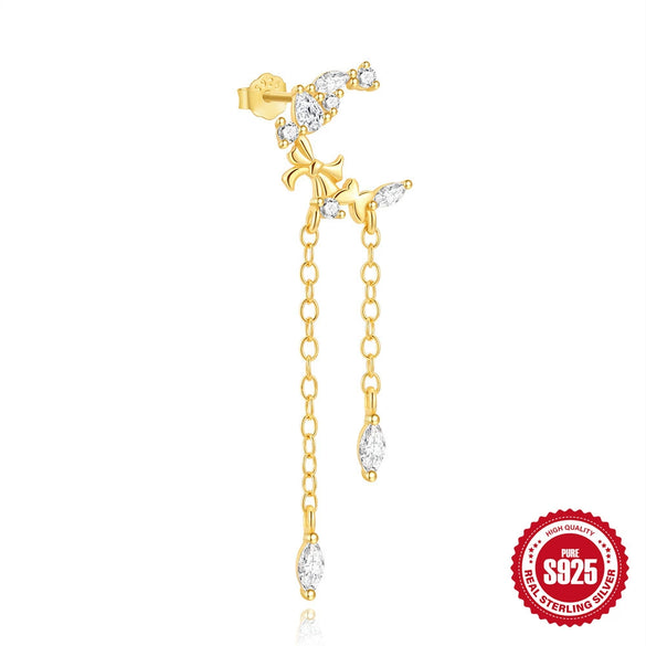 Wholesale S925 Sterling Silver Geometric Butterfly Star Moon Sunflower Zirconia Cartilage Spiral Tassel Piercing Earrings For Unisex