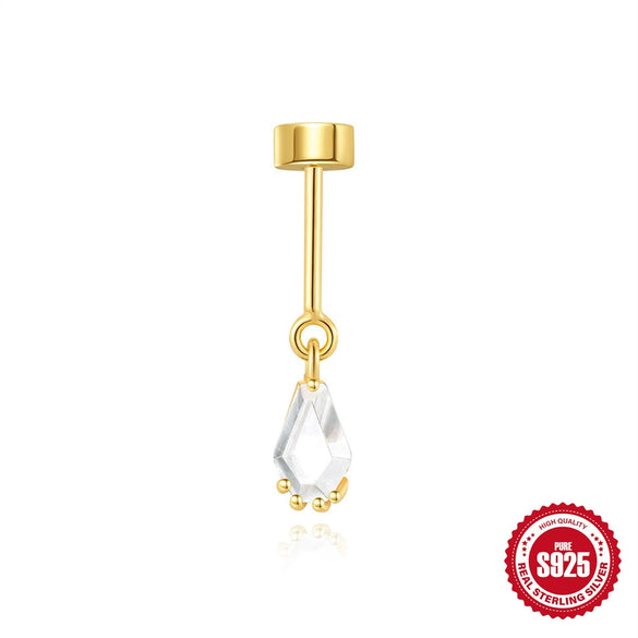 Wholesale S925 Sterling Silver Geometric Butterfly Star Moon Sunflower Zirconia Cartilage Spiral Tassel Piercing Earrings For Unisex