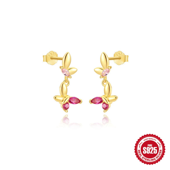 Wholesale S925 Sterling Silver Geometric Butterfly Stud Earrings For Women With Electroplating