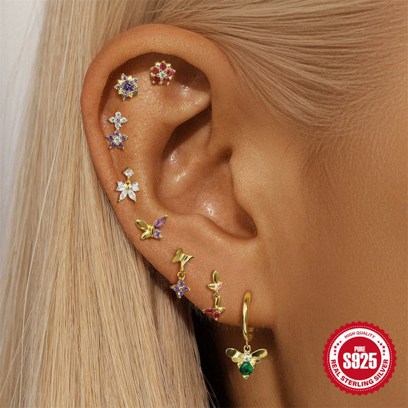 Wholesale S925 Sterling Silver Geometric Butterfly Stud Earrings For Women With Electroplating