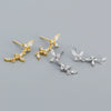 Wholesale S925 Sterling Silver Geometric Butterfly Tassel Earrings Electroplated