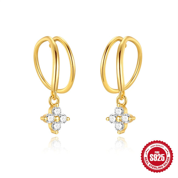 Wholesale S925 Sterling Silver Geometric Butterfly Tassel Star Diamond Pearl Earring With Electroplating For Women