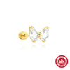 Wholesale S925 Sterling Silver Geometric Butterfly Zircon Flat Head Cylindrical Thread Piercing Ear Bone Nail With Environmentally Friendly Electroplating
